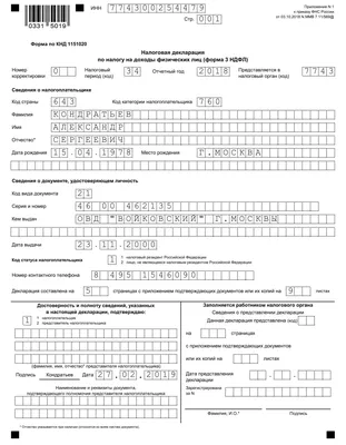 Образец заполнения 3-НДФЛ на налоговый вычет за обучение в 2019 году