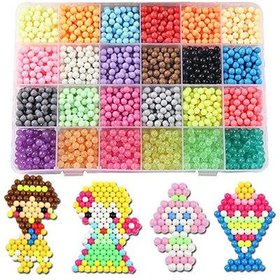 аквабитс aquabeads бусины Новые DIY набор для творчества шарики-распылители  для воды 6000 шт. 24 цвета, набор из бусин-пазлов с кристаллами, игры с  шариками, 3D волшебные игрушки ручной работы для детей термомозайка |