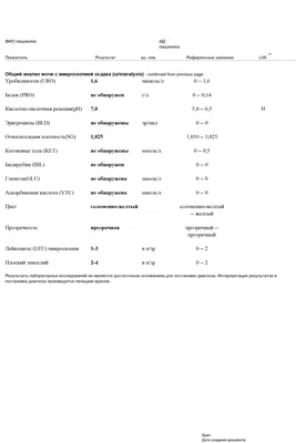 Общий анализ мочи с микроскопией осадка (urinаnalysis)