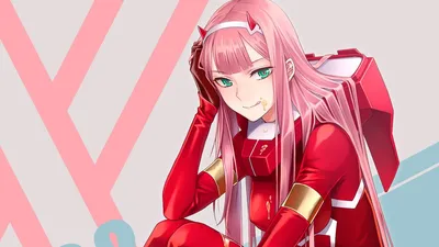 Обои на рабочий стол Zero Two / Зеро Ту из аниме Darling in the FranXX /  Милый во Франксе, обои для рабочего стола, скачать обои, обои бесплатно