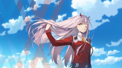 Обои на рабочий стол Zero Two / Зеро Ту из аниме Darling in the FranXX /  Милый во Франксе, обои для рабочего стола, скачать обои, обои бесплатно