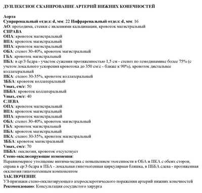 Основные принципы диагностики и лечения облитерирующего атеросклероза  артерий нижних конечностей