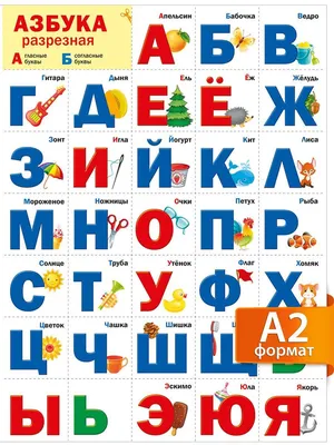 Плакат обучающий \"Разрезная азбука\", формат А2, Картон - купить с доставкой  по выгодным ценам в интернет-магазине OZON (193527981)