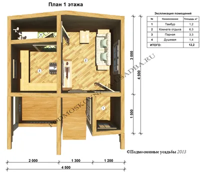 Баня 4,5х5,5 в чашу ~ УНИКАЛЬНЫЙ проект (774.524 руб.)