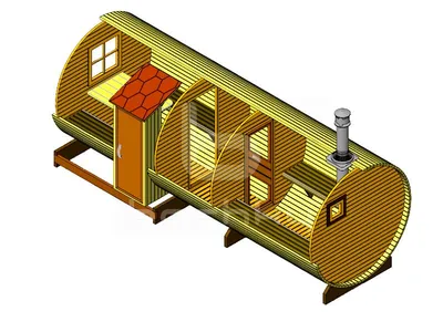 4.5м круглая баня-бочка со встроенной кадкой | Koka Kubliņš
