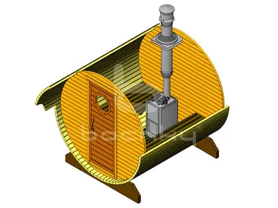 Баня бочка квадро 5м вход сбоку «Гелия» проект с фото и ценами от компании  «ПБК-Плюс»
