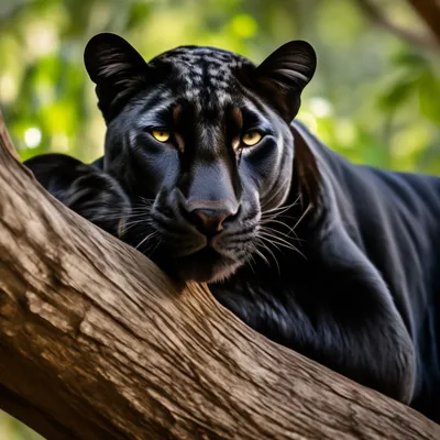 Чёрная пантера, грациозно лежит на…» — создано в Шедевруме