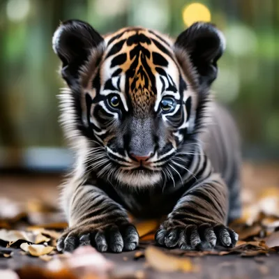 Фото Полосатый черный тигр сидит на камне