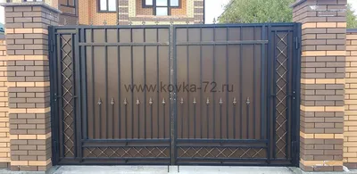 Ворота металлические с калиткой в Харькове: дизайн, цвет, тип открывания -  - Компания КАСКАДЪ - въездные и гаражные ворота в Харькове