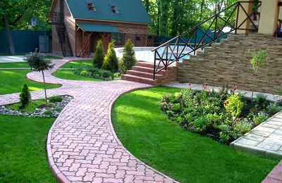 Лучший Современный Ландшафтный дизайн двора частного дома (160+ Фото). Как  Красиво обустроить и украсить С… | Озеленение заднего двора, Дизайн сада,  Садовые дорожки