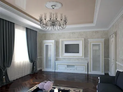 Двухуровневые потолки из гипсокартона фото в классическом стиле