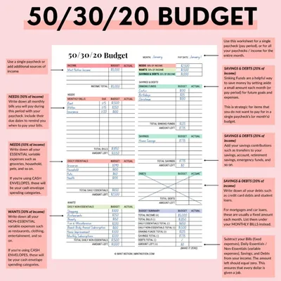 50-30-20 Budget Rule: How to Make a Realistic Budget - Mint Notion