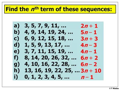 Finding the n th term (generating formula) - ppt download