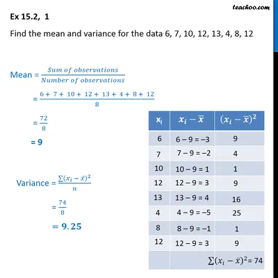 Ex 13.2, 1 - Find mean and variance for 6, 7, 10, 12, 13