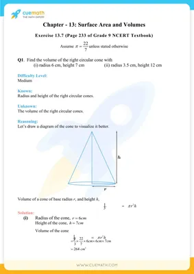 NCERT Solutions Class 9 Maths Chapter 13 Exercise 13.7 Surface Areas and  Volumes