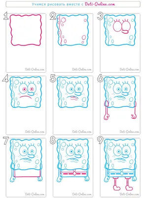 Как нарисовать кавайного Спанч Боба? РИСУНКИ ДЛЯ ДЕТЕЙ - YouTube