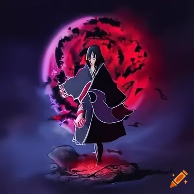 Itachi uchiha from naruto, suriken jutsu, creative designs,highdefination  image on Craiyon