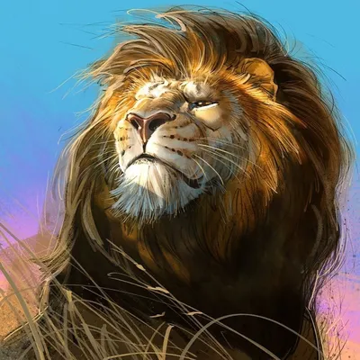 Красивый лев с яркими жёлтыми …» — создано в Шедевруме
