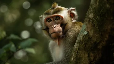 обезьяна сидит на дереве, глупые картинки обезьян фон картинки и Фото для  бесплатной загрузки