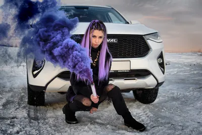 Фотосессия для автомобиля с цветным дымом