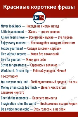 Красивые короткие фразы на английском | Английский, Уроки письма, Изучать  английский