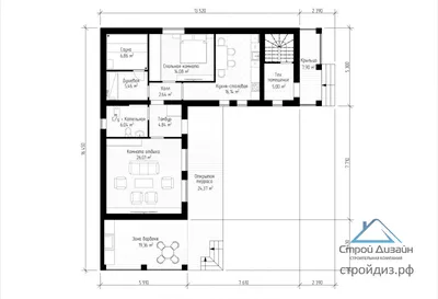 Проект каркасного дома г-образной формы в плане D196 | Каталог проектов  Домамо