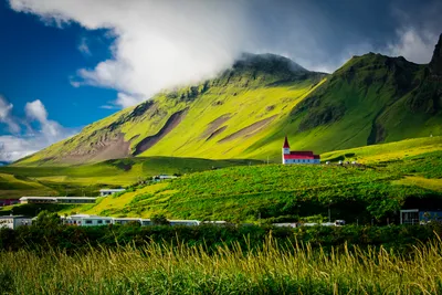 Картинки Исландия Skógafoss Горы Природа Водопады