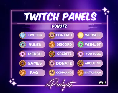 Donut Twitch Steam Panels Doughnut Panels Kawaii - Etsy