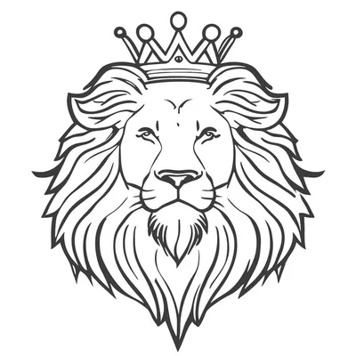 Лев с короной векторные иллюстрации линии искусства | Премиум векторы