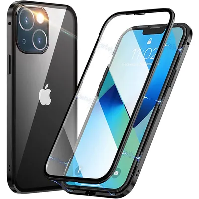 Metall Case für iPhone 13 Mini Hülle | Cover mit eingebautem Magnet  Rückseite und Vorderseite aus Glas