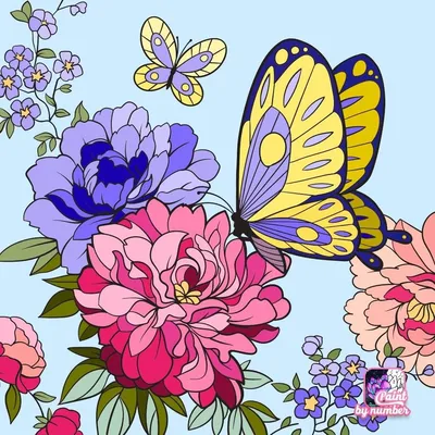 Предпросмотр схемы вышивки «бабочки на цветах» (№171963) - Вышивка крестом