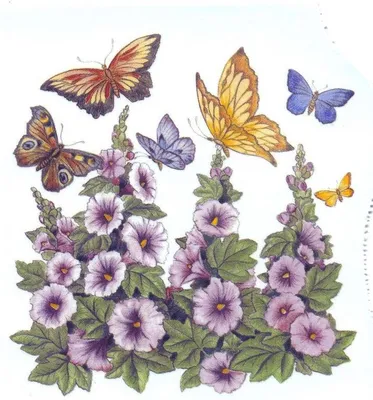 Картинки для декупажа на рисовой бумаге A4 1112 фон цветы бабочки винтаж  Milotto | AliExpress