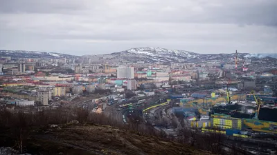 вид на северную часть города мурманска Стоковое Фото - изображение  насчитывающей ландшафт, порт: 216430500