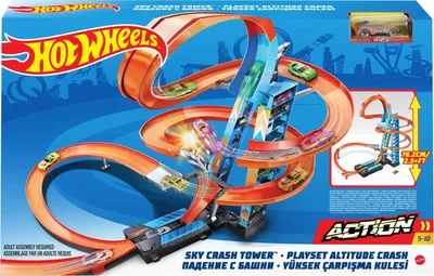 Hot Wheels Sky Crash Tower Motorized Track Set with Car, Stores 20+ 1:64  Scale Cars - Walmart.com