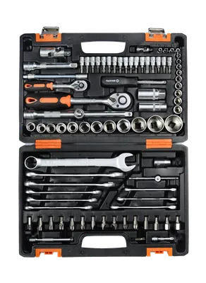 Набор инструментов 123 предмета слесарно-монтажный 1/4\",3/8\",1/2\" 6-ти  гран. метрич/дюйм в кейсе JTC