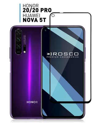 Защитное стекло для Honor 20 Pro, Honor 20 и Huawei Nova 5T (Хонор 20 Про,  Хонор 20 и Хуавей Нова 5Т) с олеофобным покрытием, ROSCO - купить с  доставкой по выгодным ценам в интернет-магазине OZON (174557146)
