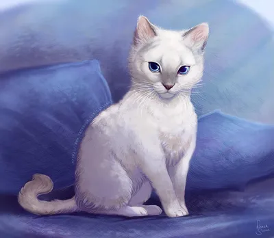 Белая кошка нарисованная - 95 фото