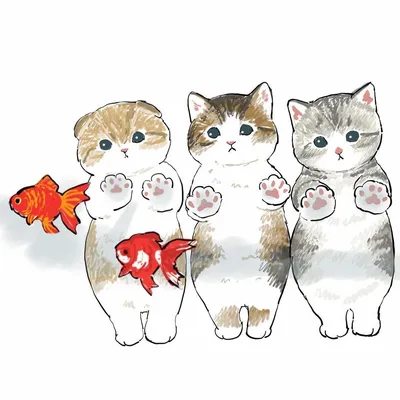 Набор Кошек Векторная Иллюстрация Нарисованные Вручную Милые Пушистые Кошки  Векторное изображение ©Elalalala.yandex.ru 364531670
