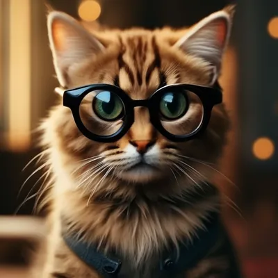 Прикольный котик няшка🐱очкарик 👓» — создано в Шедевруме