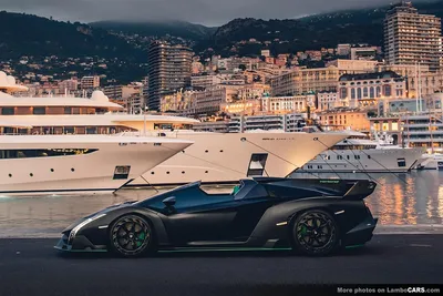 Lamborghini veneno roadster on a road in night on Craiyon