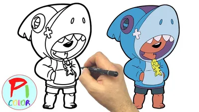 How to draw Sharp Leon Brawl Stars - Step by step - Рисуем Леона Акулу из  Бравл Старс - YouTube