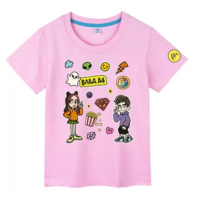 Cute Pink Merch A4 Print T-Shirt NEW Риви Влад a4 Cotton Short sleeve  T-Shirt Tops Summer Casual Kids Tees Costume Gift