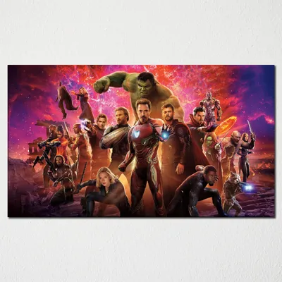 ᐉ Постер Let's Play Мстители Avengers Война бесконечности Супергерои MARVEL  3 90х61 см