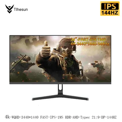 монитор 34 дюймовый 4K - 144Hz широкий дисплей 21:9 IPS WQHD 3440 * 1440  настольный LED компьютер игровой матовый экран DP/HDMI | AliExpress