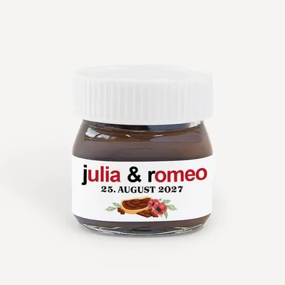 Gastgeschenk Hochzeit: Mini Nutella Glas personalisiert!