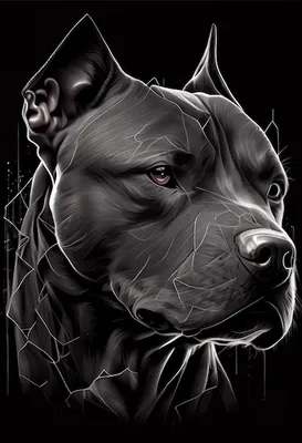 Premium Photo | Realistic illustration of black colored head of calm pitbull  dog looking away against dark backdrop