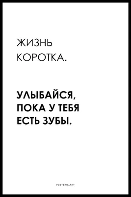 Современный постер для офиса \"ЖИЗНЬ КОРОТКА\" купить в интернет-магазине  Postermarkt