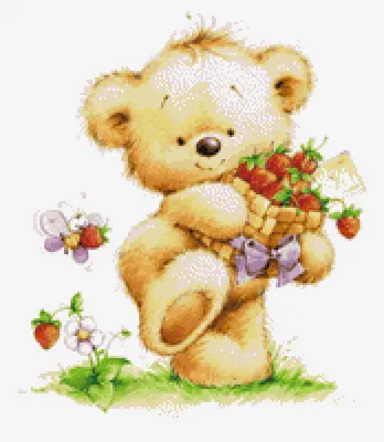 Милый плюшевый мишка с красными цветами. фон с медведь и цветы. рука  нарисованные плюшевого мишку, изолированные на… | Bear art, Cute teddy  bears, Teddy bear images