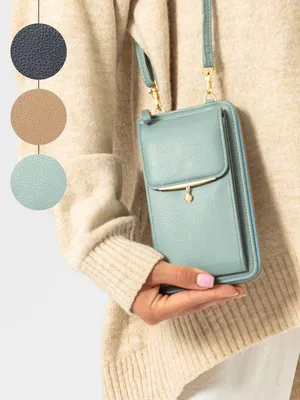 Маленькая женская сумка клатч для телефона через плечо на длинном ремешке,  кошелёк - купить с доставкой по выгодным ценам в интернет-магазине OZON  (546816991)