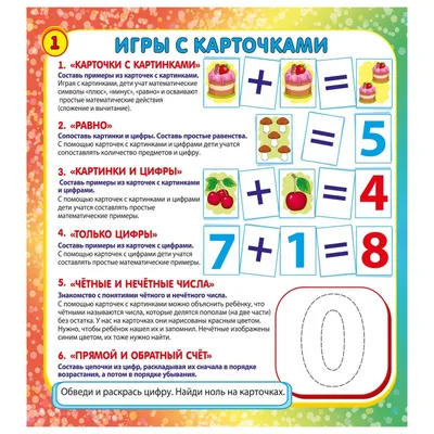 Цифры от 1 до 10. Каждая цифра на отдельной странице